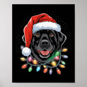 Zwart labrador kerstboom Light Pajama Dog Poster