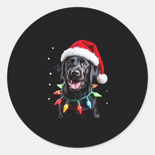 Zwart labrador kerstboom Light Pajama Dog Ronde Sticker (Voorkant)
