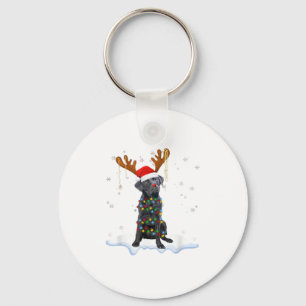 Zwart labrador kerstboom Light Pajama Dog Sleutelhanger