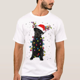 Zwart labrador kerstboom Light Pajama Dog T-shirt