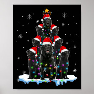 Zwart Labrador Kerstmis Boom Lights Xmas Do Poster