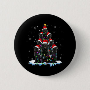 Zwart Labrador Kerstmis Boom Lights Xmas Do Ronde Button 5,7 Cm