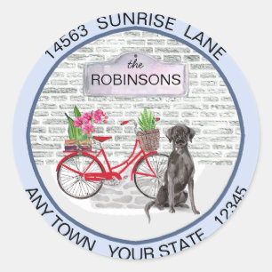 Zwart Labrador Retriever Fietsadres Ronde Sticker