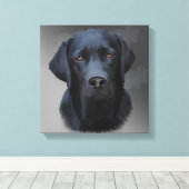 Zwart Labrador Retriever Hond Portret Kunst Schild Canvas Afdruk (Insitu (Houten vloer))