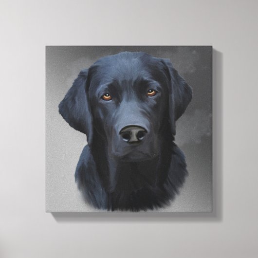 Zwart Labrador Retriever Hond Portret Kunst Schild Canvas Afdruk (Voorkant)