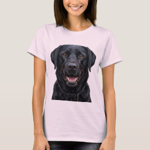 Zwart Labrador Retriever Hond Portret T-Shirt Re