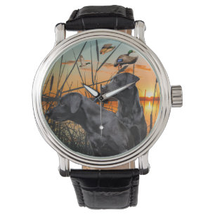 Zwart Labrador Retriever horloge, eendenjacht Horloge