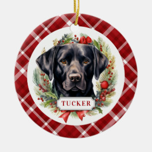 Zwart Labrador Retriever Keramische Cirkel Ornamen Keramisch Ornament