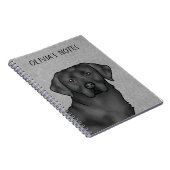 Zwart Labrador Retriever Lab Hond Aangepaste Naam Notitieboek (Rechterzijde)