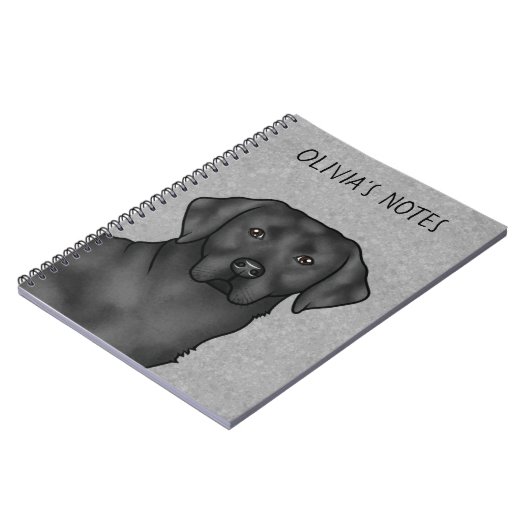 Zwart Labrador Retriever Lab Hond Aangepaste Naam Notitieboek (Linkerzijde)