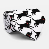Zwart Labrador Retriever Patroon Running Dog Stropdas (Opgerold)