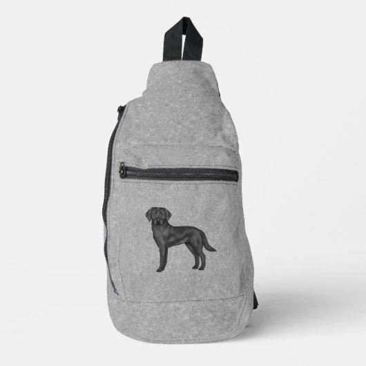 Zwart Labrador Retriever Schattige Cartoon Lab Dog Sling Bag (Voorkant)