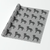 Zwart Labrador Retriever Schattige Lab Dog Pattern Cadeaupapier (Uitgerold)