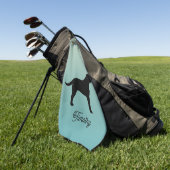 Zwart Labrador Retriever Silhouet Aangepaste naam Golfhanddoek (Groen)