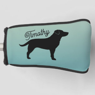 Zwart Labrador Retriever Silhouet Aangepaste naam Golfheadcover