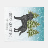 Zwart Labrador Retriever Winter Forest aangepaste  Fleece Deken (Voorkant (Horizontaal))