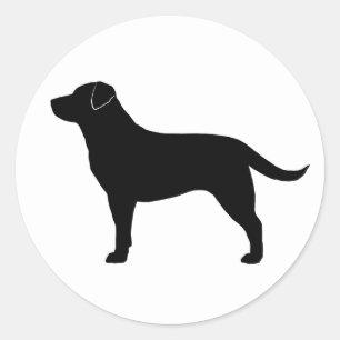 Zwart Labrador Retriever Zwart Lab Hond Silhouet Ronde Sticker