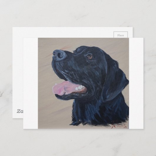 Zwart labrador schilderen briefkaart (Voorkant / Achterkant)