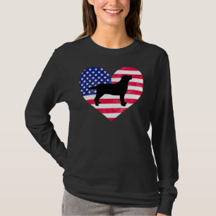 Zwart labrador silhouet en ons hart t-shirt
