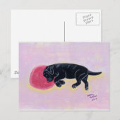 Zwart labrador slaapverf briefkaart (Voorkant / Achterkant)