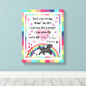 Zwart Labrador Trotting Rainbow Bridge kunst Canvas Afdruk (Insitu (Houten vloer))
