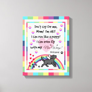 Zwart Labrador Trotting Rainbow Bridge kunst Canvas Afdruk