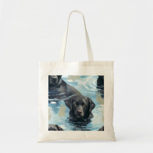 Zwart Labrador Zwem Patroon Tote Bag