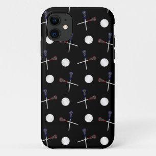 Zwart lacrosserijpatroon iPhone 11 hoesje