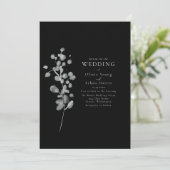 Zwart lak bruiloft uitnodiging (Staand voorkant)
