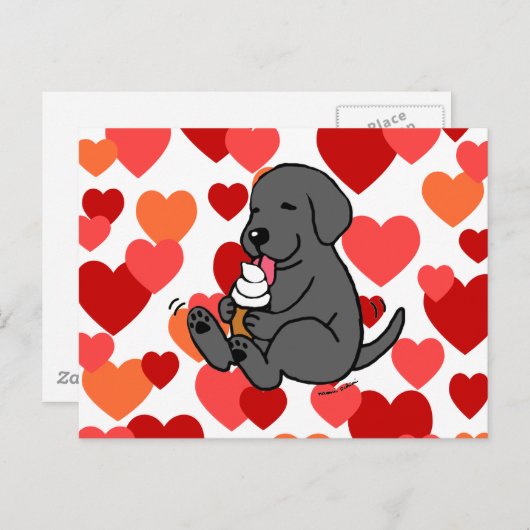 Zwart lak met ijskap met hart briefkaart (Voorkant / Achterkant)