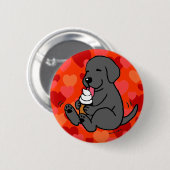 Zwart lak met ijskap met hart ronde button 5,7 cm (Voorkant /achterkant)