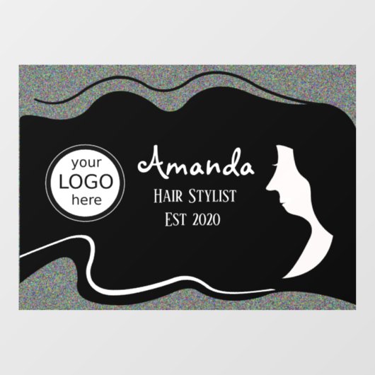 Zwart Lang Haar Vrouw Haar Stylist Venster Cling Raamsticker (Vel)