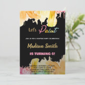 Zwart Laten we Verjaardagsuitnodigingen schilderen Kaart (Staand voorkant)