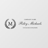 Zwart laurierkrans Elegant Monogram Naam Titel Raamsticker (Vel)