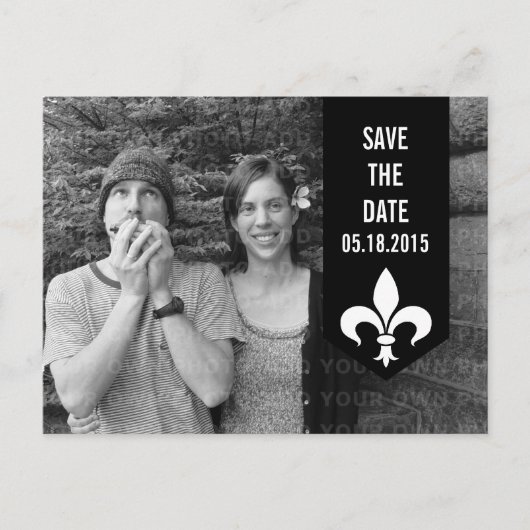 Zwart lauw gebanner Opslaan Briefkaart datum (Voorkant)