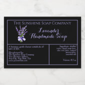 Zwart Lavendel waterdicht zeep product label Voedselcontainer Etiket (Enkel label)