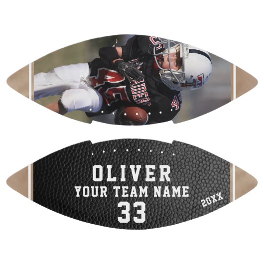 Zwart leder Afdrukbeige speler Nummer team Foto American Football (Panelen)