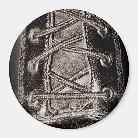 Zwart leder en veters magneet (Voorkant)