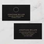 Zwart leder geborsteld goud visitekaartje (Voorkant / Achterkant)