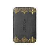 Zwart leder met goud swirly Lijst Badmat (Voorkant Verticaal)