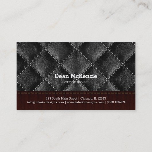 Zwart leder ontwerp voor interieur visitekaartje (Voorkant)