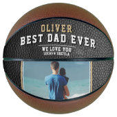 Zwart leder print beste vaders dagfoto basketbal (Voorkant)