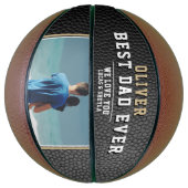 Zwart leder print beste vaders dagfoto basketbal (Verticaal)