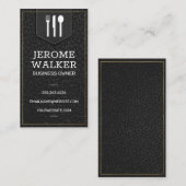 Zwart leder | Stitched Strap Visitekaartje (Voorkant / Achterkant)