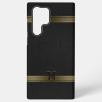 Zwart  leder Textuur Gold Stripes