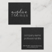 Zwart leder vierkante visitekaartje (Voorkant / Achterkant)