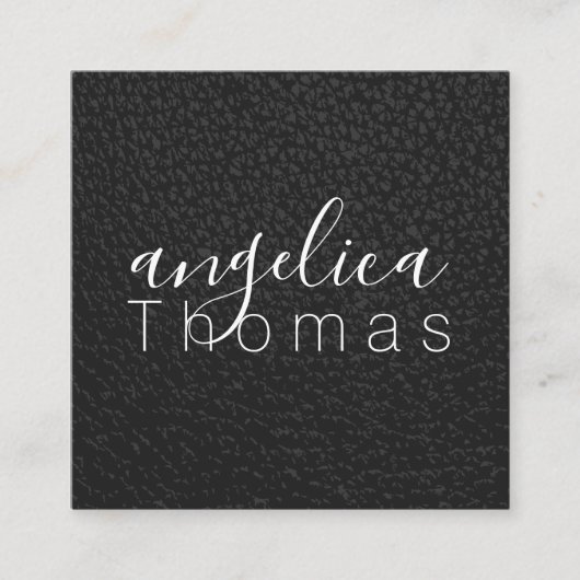 Zwart leder vierkante visitekaartje (Voorkant)