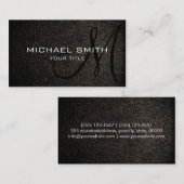 Zwart leder visitekaartje (Voorkant / Achterkant)