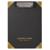 Zwart lederen afbeelding afdrukken met gouden acce klembord (Voorkant)