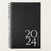 Zwart lederen Afbeelding Personal 202x per week Planner (Voorkant)